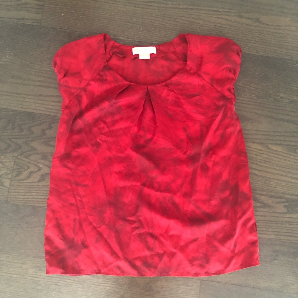 Michael Kors Red Silk Blouse Top Size M